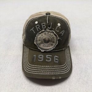 True Religion TRBJ CA 1956 Hat Vintage Y2K Distressed Contrast Stitch Strapback